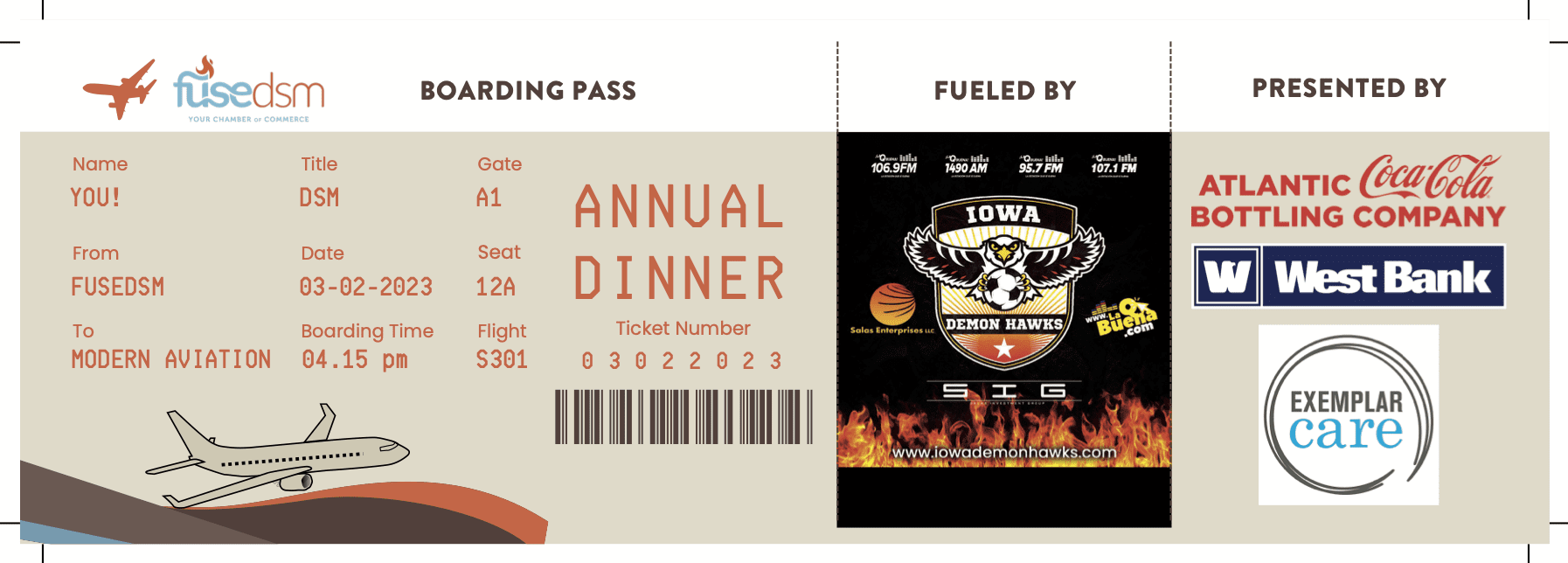 FuseDSM Boarding Pass Annual Dinner Tickets 2023